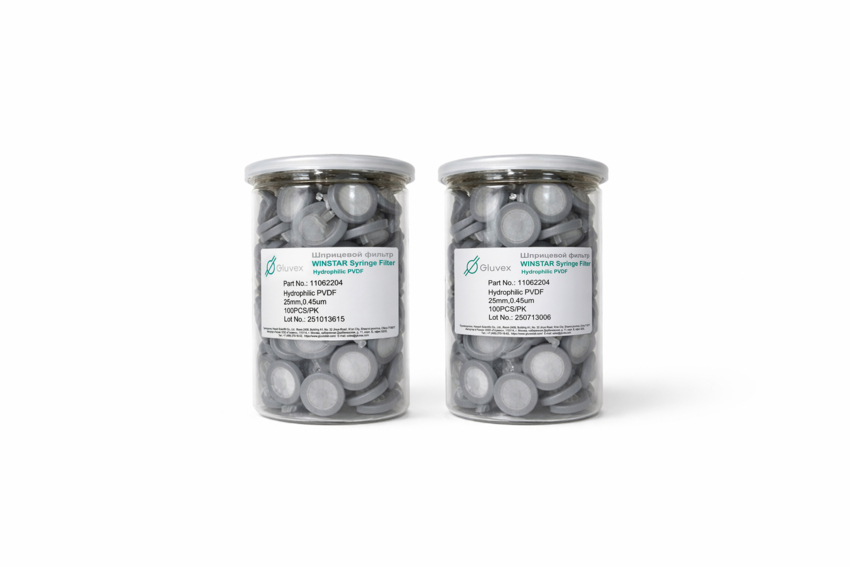 Нестерильные гидрофильные PVDF шприцевые фильтры 25 мм