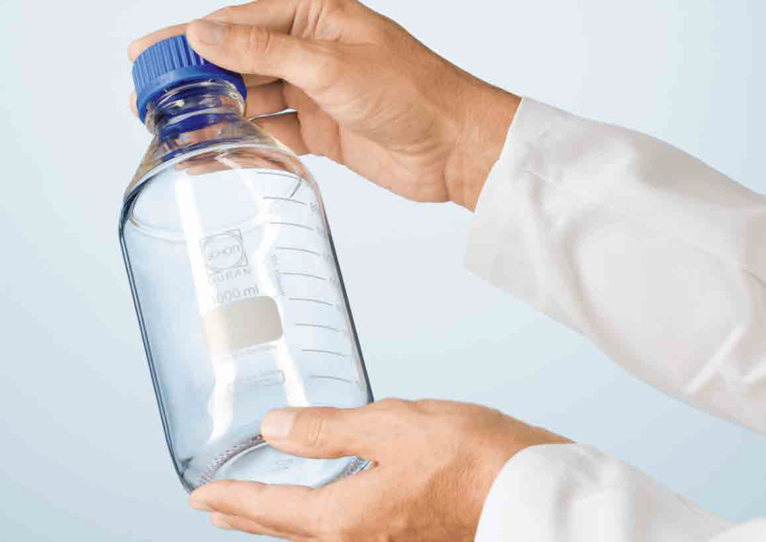 Бутыль лабораторная GL 45 прозрачная 1000 мл с крышкой