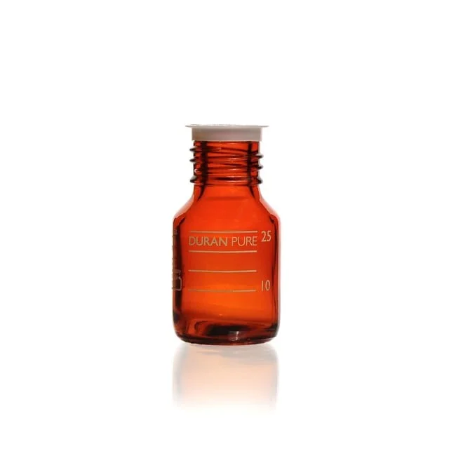 Бутыль DURAN PURE GL 25, янтарная, градуированная, с пылезащитным колпачком, без крышки и сливного кольца, 25 мл