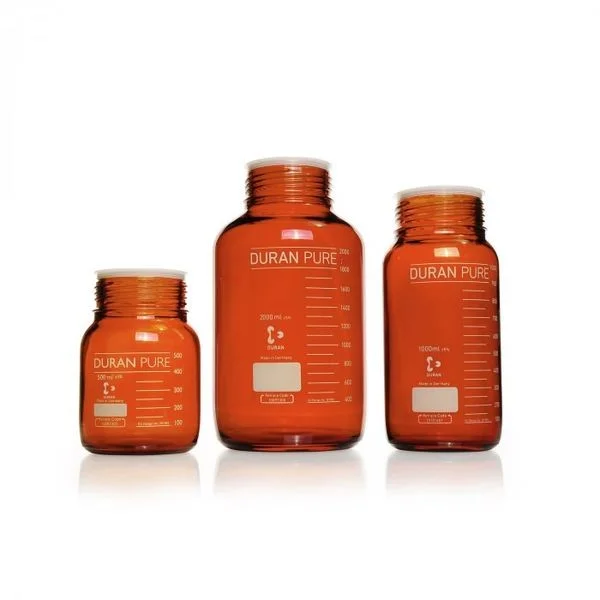 Бутыль DURAN PURE, янтарная, градуированная, GLS 80, с пылезащитным колпачком, без крышки и сливного кольца, 3500 мл