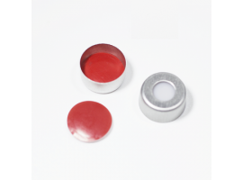 Обжимные алюминиевые крышки Gluvex , с насечками, с септами PTFE/силикон, без прорези, в сборе, для обжимных виал DN11 , 100 шт./уп.