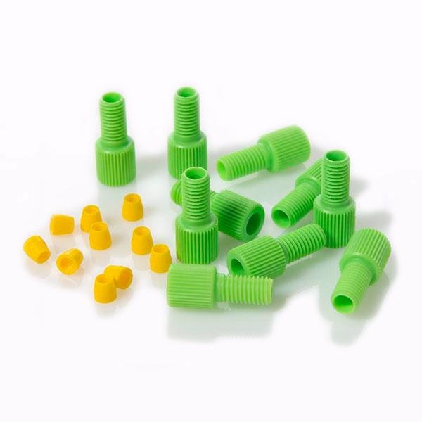 Фитинг 1/4-28 Green Delrin Male Nut/Yellow ETFE Ферулла для 1/8" OD капилляра