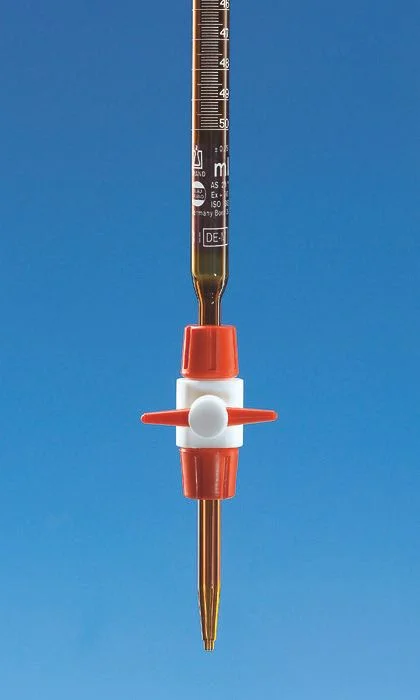 Бюретка компактная BLAUBRAND, класс AS, 50 мл : 0,1 мл, кран PTFE, янтарное стекло, DE-M