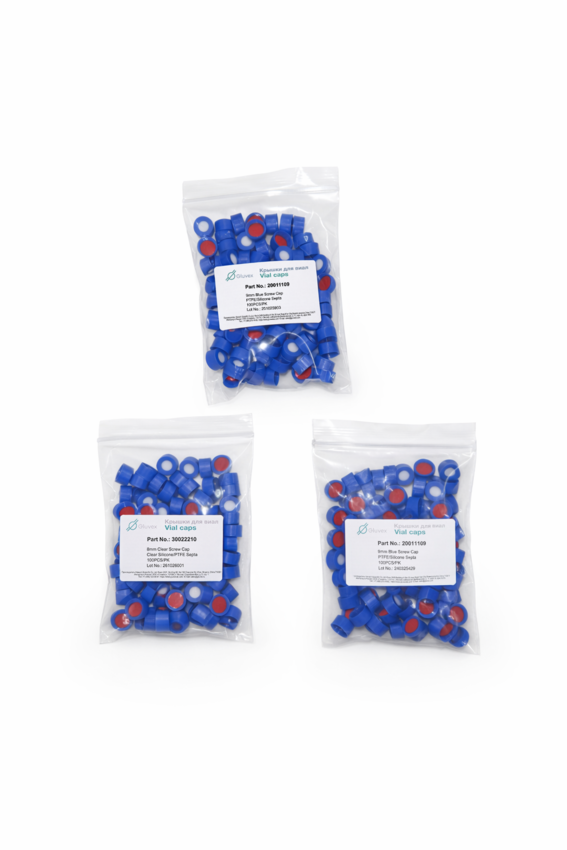 Завинчивающиеся крышки для виал под резьбу 9-425, ptfe/силиконовая септа без прорези