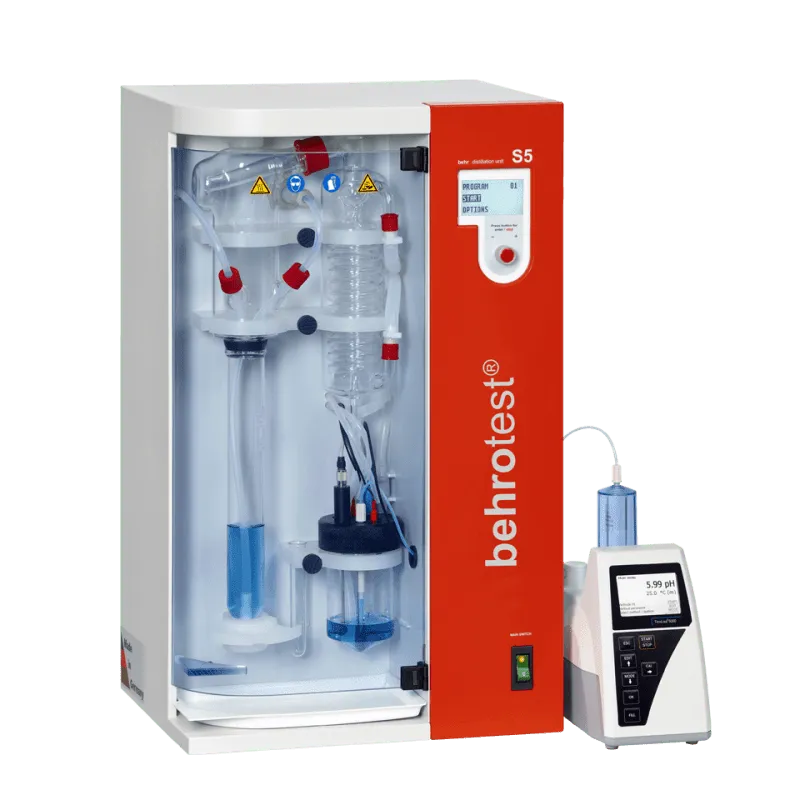 Автоматическая установка паровой дистилляции Behr S5, автоматическая подача NaOH, H2O и H3BO4