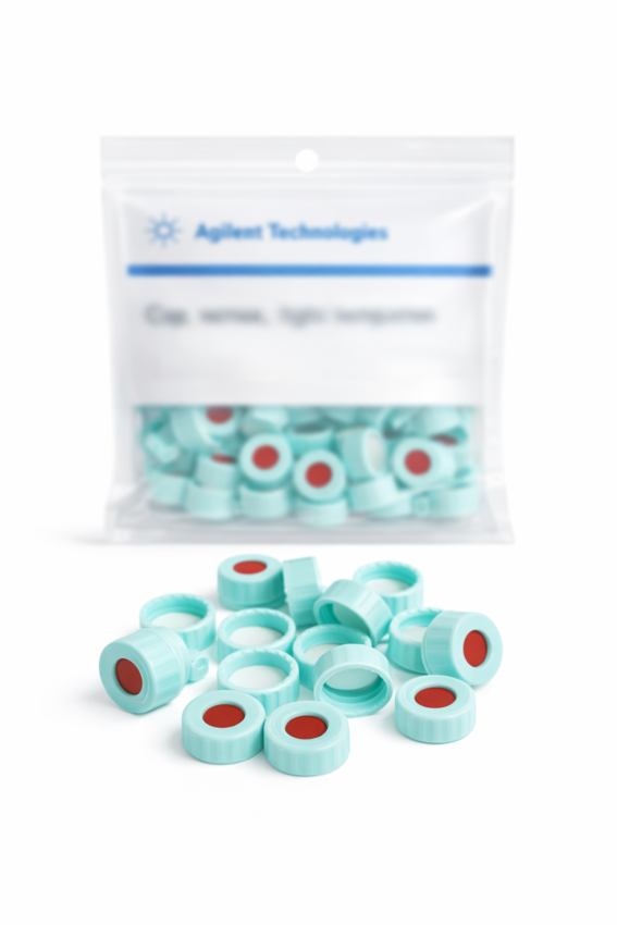 Крышка завинчивающаяся светло-бирюзовая, септа PTFE/силикон, 12 мм, 100 шт.