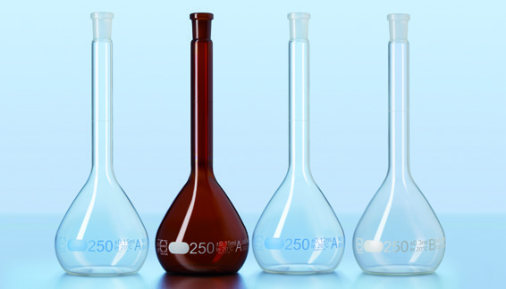 Колба мерная класса А с индивидуальным сертификатом янтарное стекло 250 мл