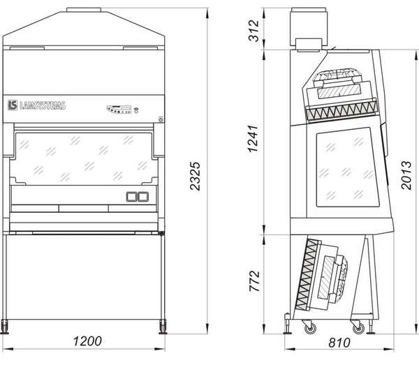Ламинарное укрытие с вытяжкой через угольный фильтр