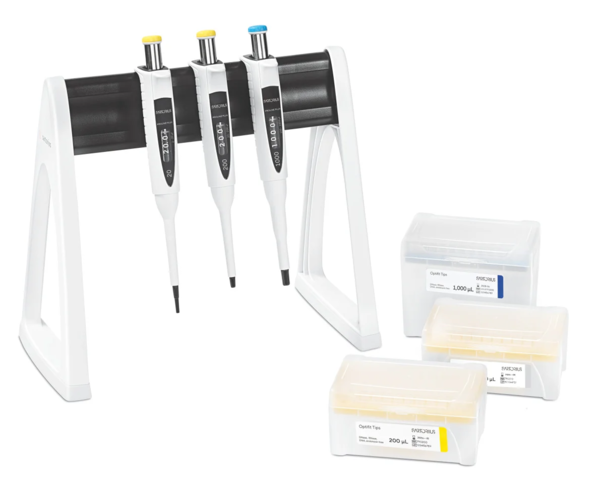 Набор дозаторов Sartorius Proline Plus 3 шт.: одноканальные дозаторы 2–20 мкл, 20–200 мкл и 100–1 000 мкл, со штативом и наконечниками