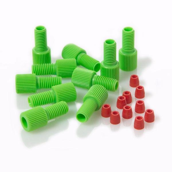 Фитинг 1/4-28 Green Delrin Male Nut/Red ETFE Ферулла для 2мм OD капилляра