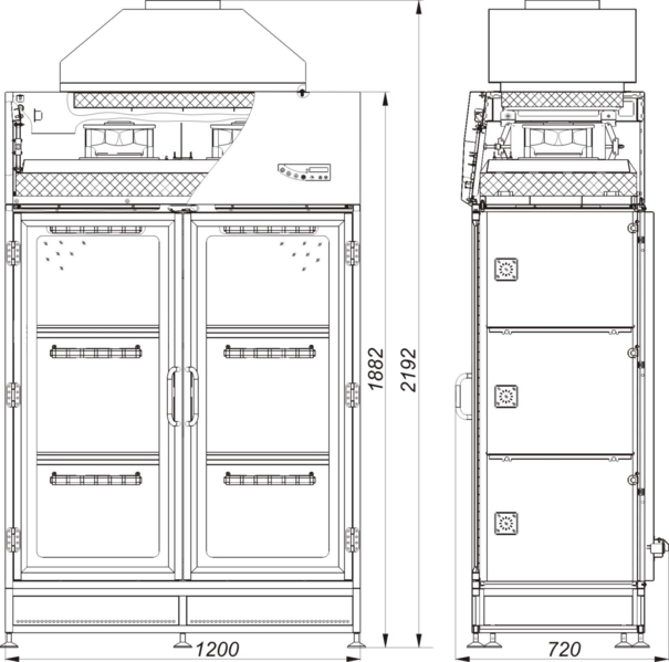 Шкаф содержания лабораторных животных с комбинированной фильтрацией удаляемого воздуха