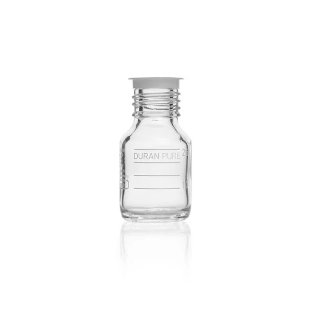Бутыль DURAN PURE GL 25, прозрачная, градуированная, с пылезащитным колпачком, без крышки и сливного кольца, 25 мл