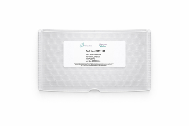 2 мл виалы Gluvex, винтовые, прозрачные, 12×32мм, DN9 мм, 100 шт./уп.