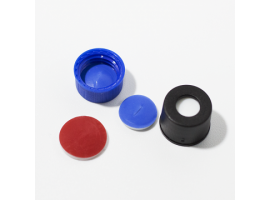 Винтовые черные крышки Gluvex, без отверстия, с септами PTFE/силикон, без прорези, в сборе, для винтовых виал с горлом DN13 мм, 100 шт./уп.