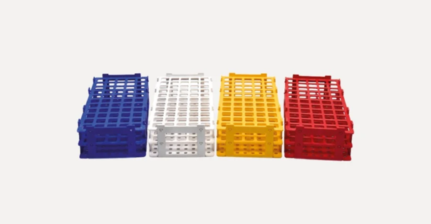 Штатив для пробирок разборный, ПП, 55 отверстий, для пробирок 16 мм, белый