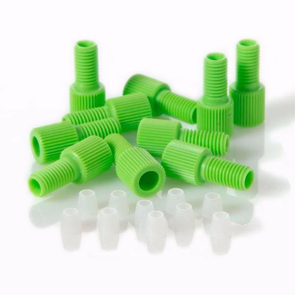 Фитинг 1/4-28 Green Delrin Male Nut/Natural ETFE Ферулла для 2.5мм OD капилляра