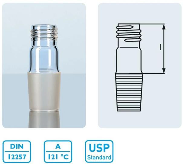 Трубка с резьбой DURAN®, с конусом, GL 18, конус NS 14/23
