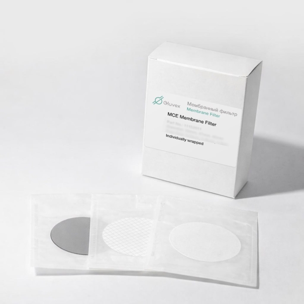 Мембранные фильтры MCE с прокладкой, белые, с сеткой, стерильные, в индивидуальной упаковке, 0.45 мкм, 47 мм