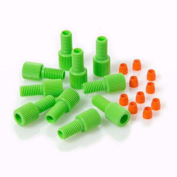 Фитинг 1/4-28 Green Delrin Male Nut/Orange ETFE Ферулла для 3мм OD капилляра