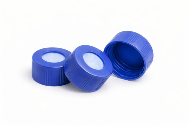 Завинчивающиеся синие крышки для виал 9-425 с PTFE/silicone септами с прорезью