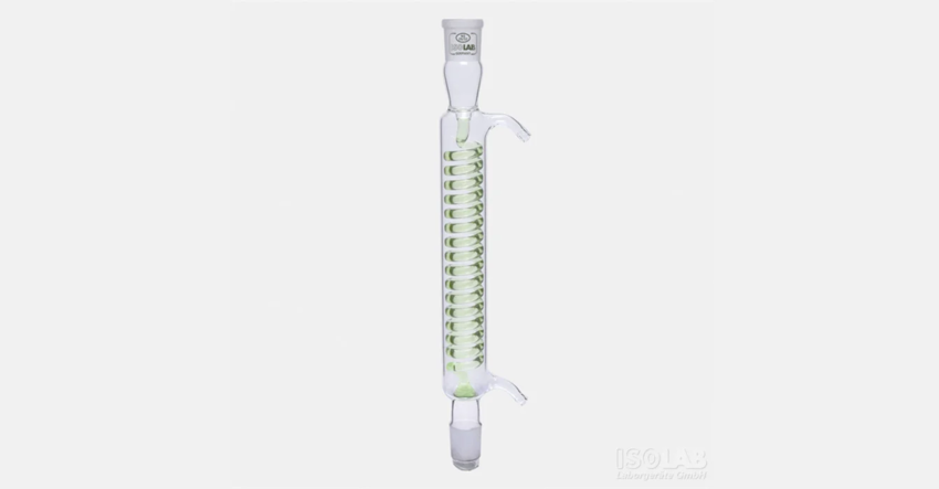 Холодильник со спиралью 250 мм, муфта NS 29/32, конус NS 29/32, стеклянный патрубок