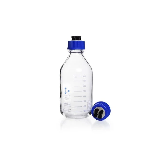 Флакон DURAN® HPLC, GL 45, в комплекте с 4-портовой завинчивающейся крышкой из полипропилена и уплотнениями, устойчивый к давлению, 1000 мл