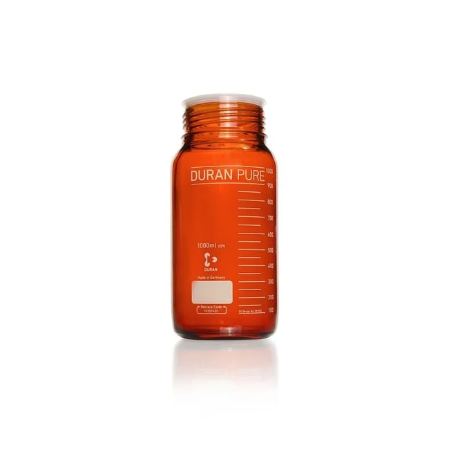 Бутыль DURAN PURE, янтарная, градуированная, GLS 80, с пылезащитным колпачком, без крышки и сливного кольца, 1000 мл