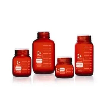 Бутыль лабораторная стеклянная DURAN®, GLS 80, янтарная, protect+ пластиковое покрытие (PA12), защитная крышка, 3500 мл