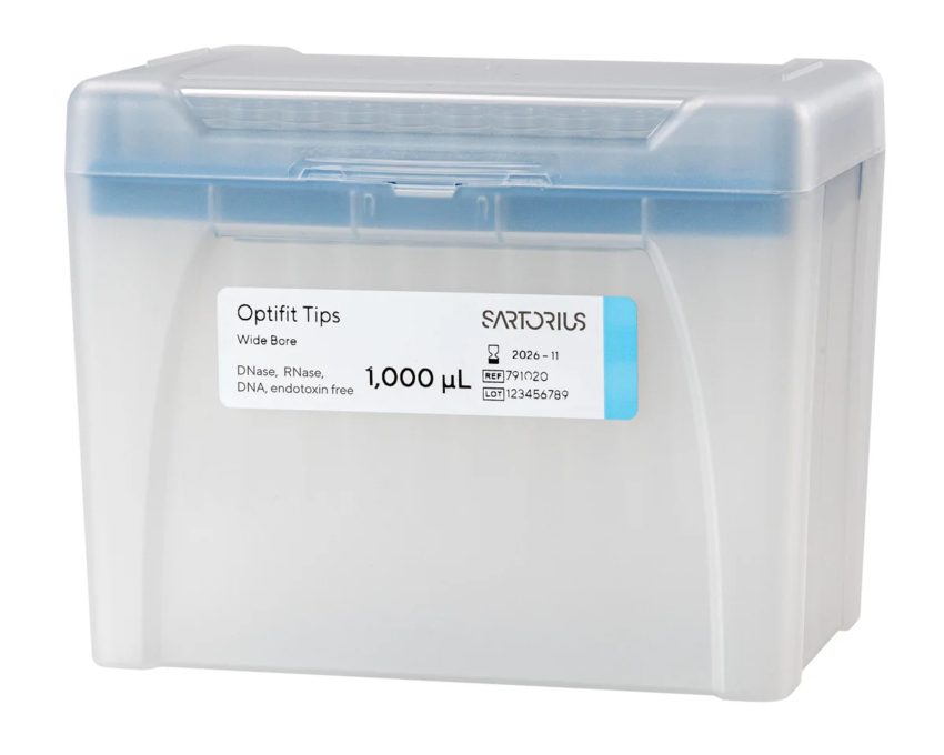 Наконечники Sartorius Optifit 1 мл, с широким отверстием, нестерильные, в штативах, 960 шт.