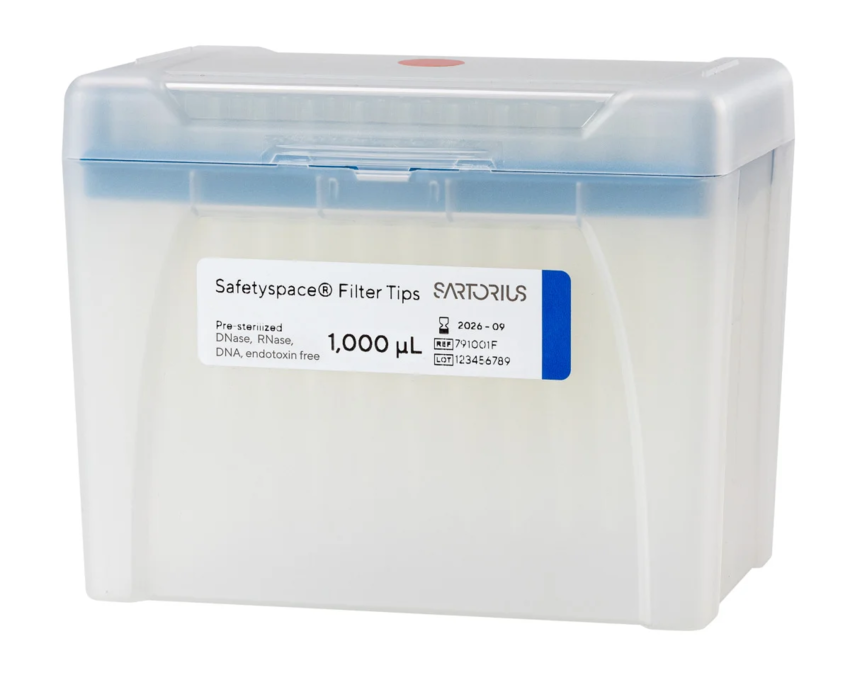 Наконечники с фильтром Sartorius Safetyspace 1 мл, нестерильные, в штативах, 960 шт.