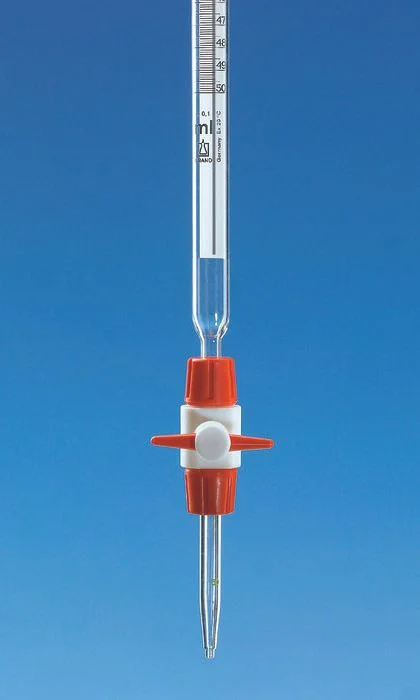 Бюретка компактная SILBERBRAND, класс B, 25 мл : 0,1 мл, кран PTFE, полоса Шеллбаха