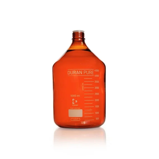 Бутыль DURAN PURE, янтарная, градуированная, GL 45, с пылезащитным колпачком, без крышки и сливного кольца, 5000 мл