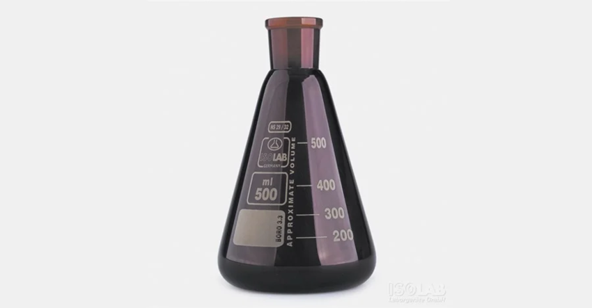 Колба Эрленмейера стеклянная, янтарная, NS 29/32, 50 мл