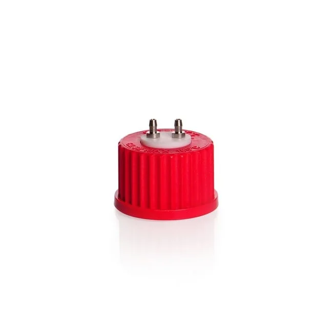 Система соединительной крышки DURAN® GL 32 с красной винтовой крышкой PBT, инертная PTFE, 2 порта (нержавеющая сталь)