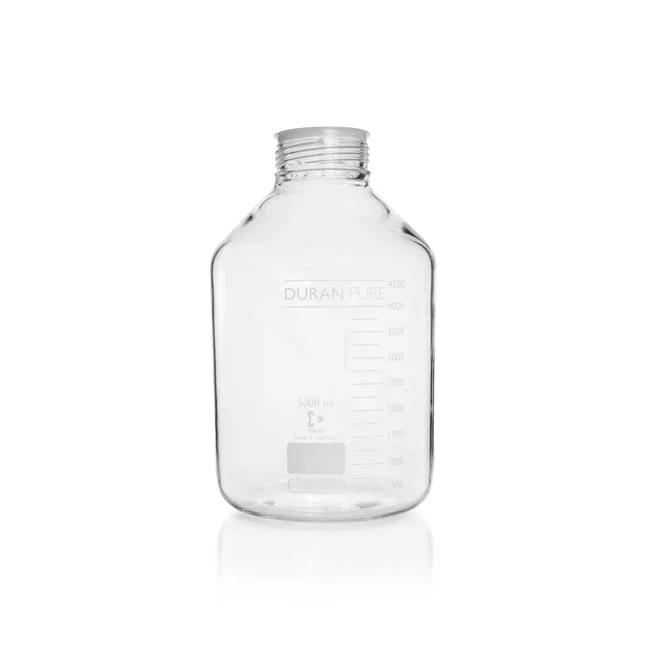 Бутыль DURAN PURE, прозрачная, градуированная, GLS 80, с пылезащитным колпачком, без крышки и сливного кольца, 5000 мл