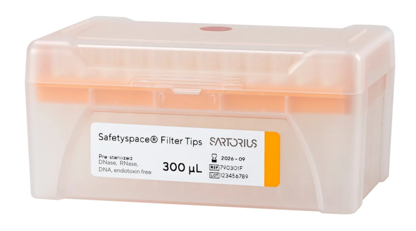 Наконечники с фильтром Sartorius Safetyspace 300 мкл, нестерильные, в штативах, 960 шт.