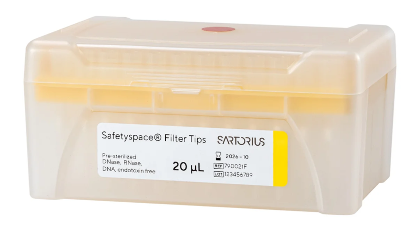 Наконечники с фильтром Sartorius Safetyspace 20 мкл, нестерильные, в штативах, 960 шт.