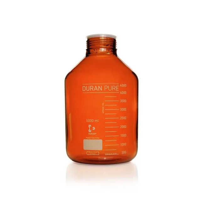 Бутыль DURAN PURE, GLS 80, янтарная, градуированная, с пылезащитным колпачком, без крышки и сливного кольца, 5000 мл