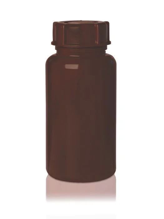 Бутыль лабораторная, PE-LD, широкое горло, 2000 мл, GL 65, янтарный, с крышкой
