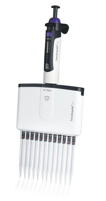 Дозатор пипеточный Transferpette pro, 12-канальный, 50–1250 мкл, переменный объём, с принадлежностями, DE-M