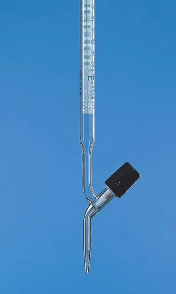 Бюретка BLAUBRAND, класс AS, 50 мл : 0,1 мл, с прямым краном, кран PTFE, полоса Шеллбаха, DE-M