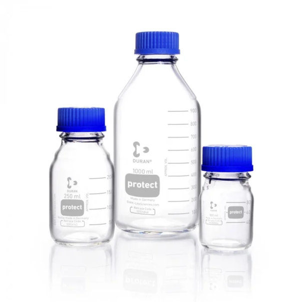 Бутыль лабораторная DURAN® protect, пластиковое покрытие, GL 45, винтовая крышка и сливное кольцо (PP), 2000 мл