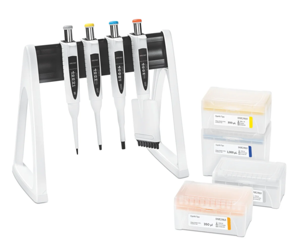 Набор дозаторов Sartorius Proline Plus 3 шт.: одноканальные дозаторы 100–1,000 мкл, 500–5,000 мкл и 1,000–10,000 мкл, со штативом и наконечниками