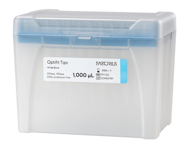 Наконечники Sartorius Optifit 1 мл, с широким отверстием, нестерильные, в штативах, 960 шт.