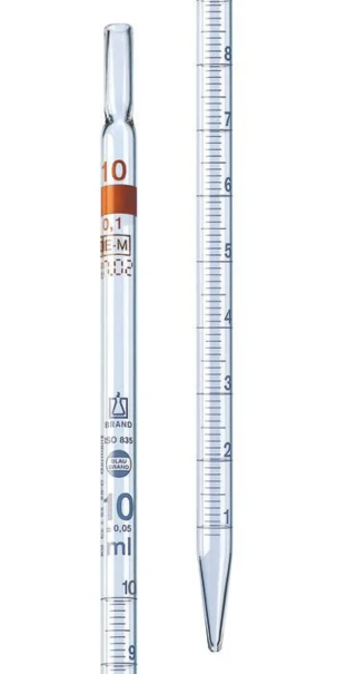 Пипетка градуированная BLAUBRAND, класс AS, тип 3, 10 мл : 0,1 мл, с ватной пробкой, DE-M