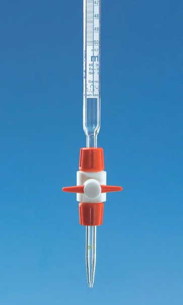 Бюретка компактная BLAUBRAND, класс AS, 10 мл : 0,02 мл, кран PTFE, полоса Шеллбаха, DE-M