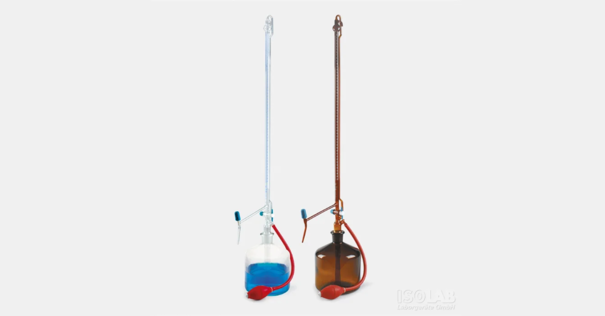 Бюретка автоматическая, прозрачная, промежуточный кран ПТФЭ, класс AS, сертификат партии, Шеллбах, синяя градуировка, 50 мл