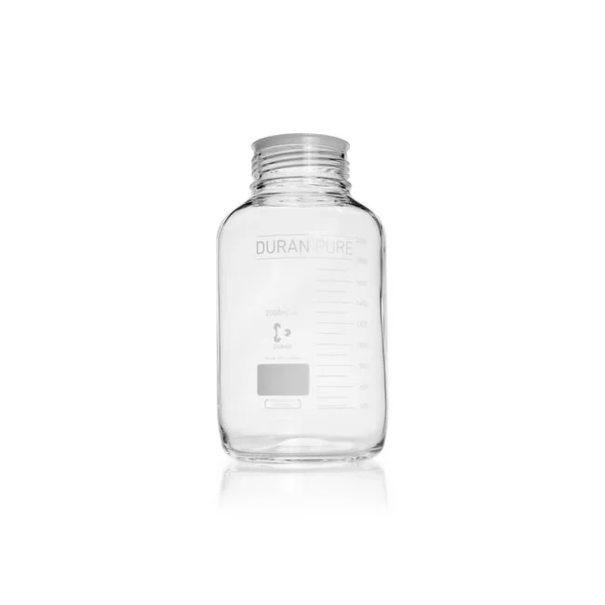 Бутыль DURAN PURE, прозрачная, градуированная, GLS 80, с пылезащитным колпачком, без крышки и сливного кольца, 2000 мл