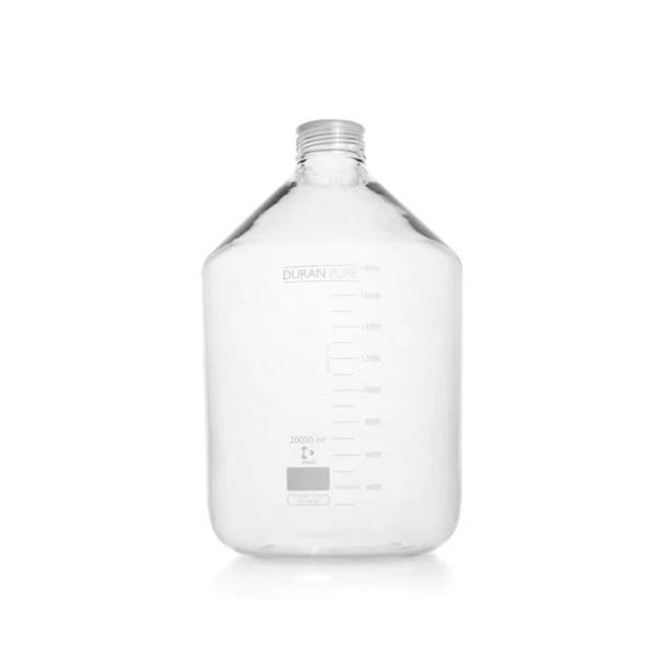 Бутыль DURAN PURE, прозрачная, градуированная, GLS 80, с пылезащитным колпачком, без крышки и сливного кольца, 20000 мл