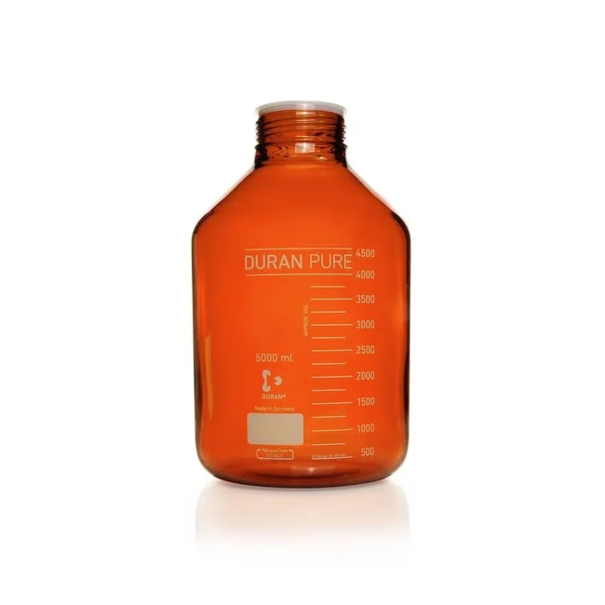 Бутыль DURAN PURE, GLS 80, янтарная, градуированная, с пылезащитным колпачком, без крышки и сливного кольца, 5000 мл